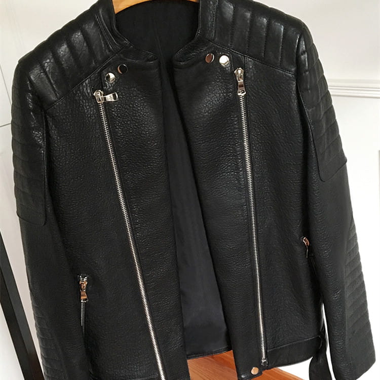 Men’s Sheep Bubble Cropped Leather Jacket