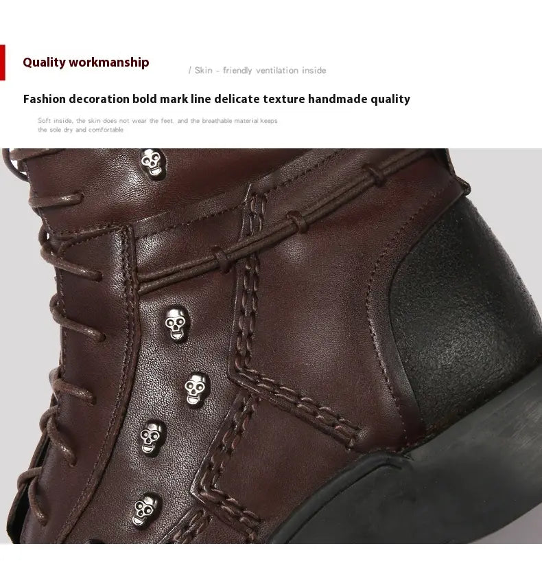 Men’s Warm Work Clothing Motorcycle Waterproof High-top Steampunk Leather Boots