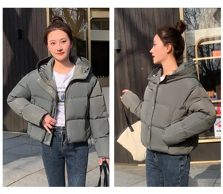 Women’s Simple Casual Hooded Short Down Jacket