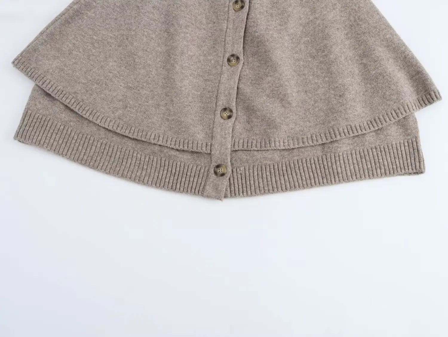 All-match Cloak Design Round Neck Knitted Coat