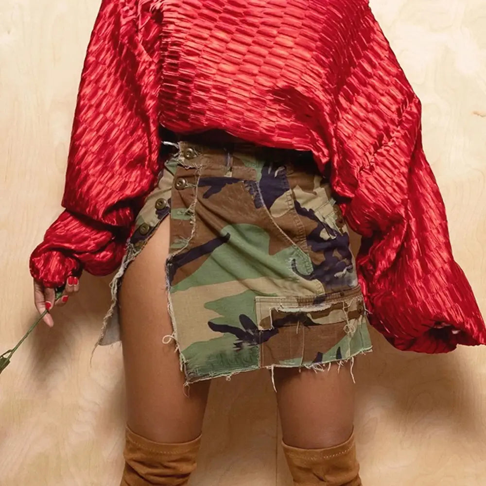 Autumn New Fashion Full Open Skirt Skirt Camouflage Skirt