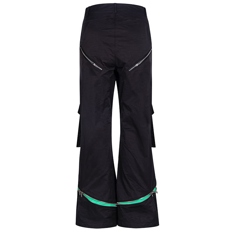 Zippered Concealed Contrast Offset Performance Pants