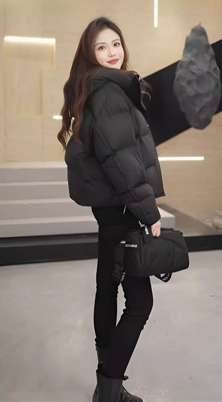 Women’s Short Cotton Jacket Hooded Loose Coat