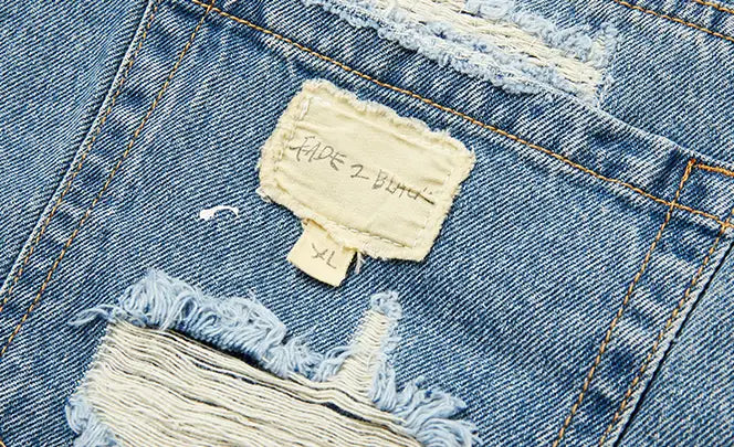 High Street Patch Ripped Washed Distressed Men’s Denim Shorts
