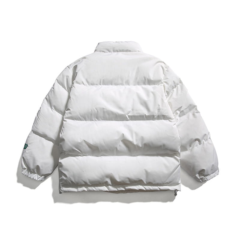 Men’s Solid Color Racing Elements Embroidered Letter Stand Collar Jacket