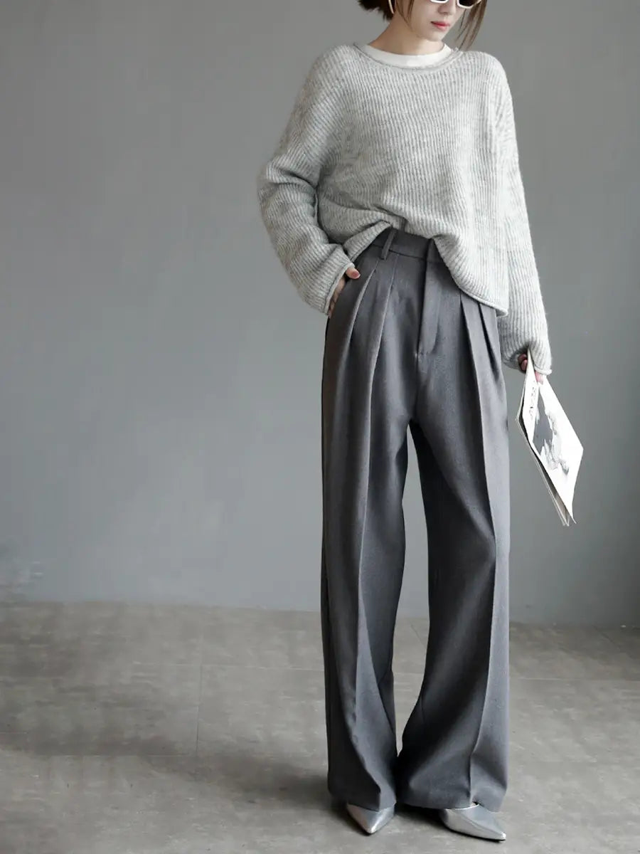 Suit Pants Women’s Slim Wide-leg Pants Mopping Floor Straight-leg Trousers