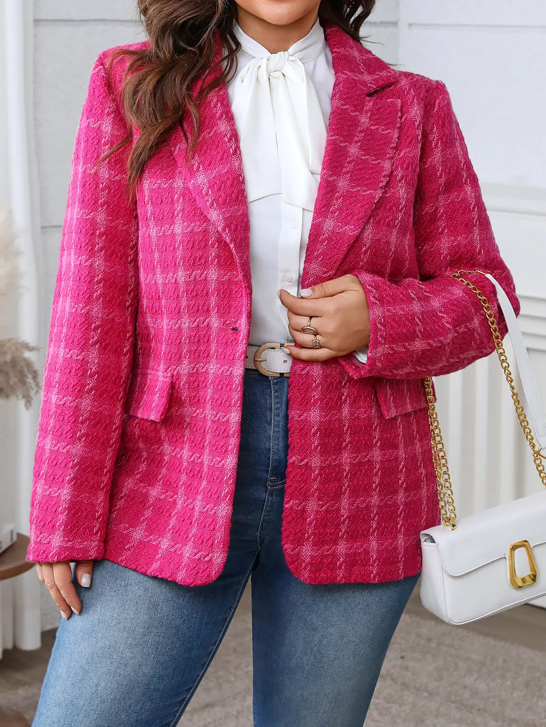 Temperament Commute Plaid Plus Size Coat