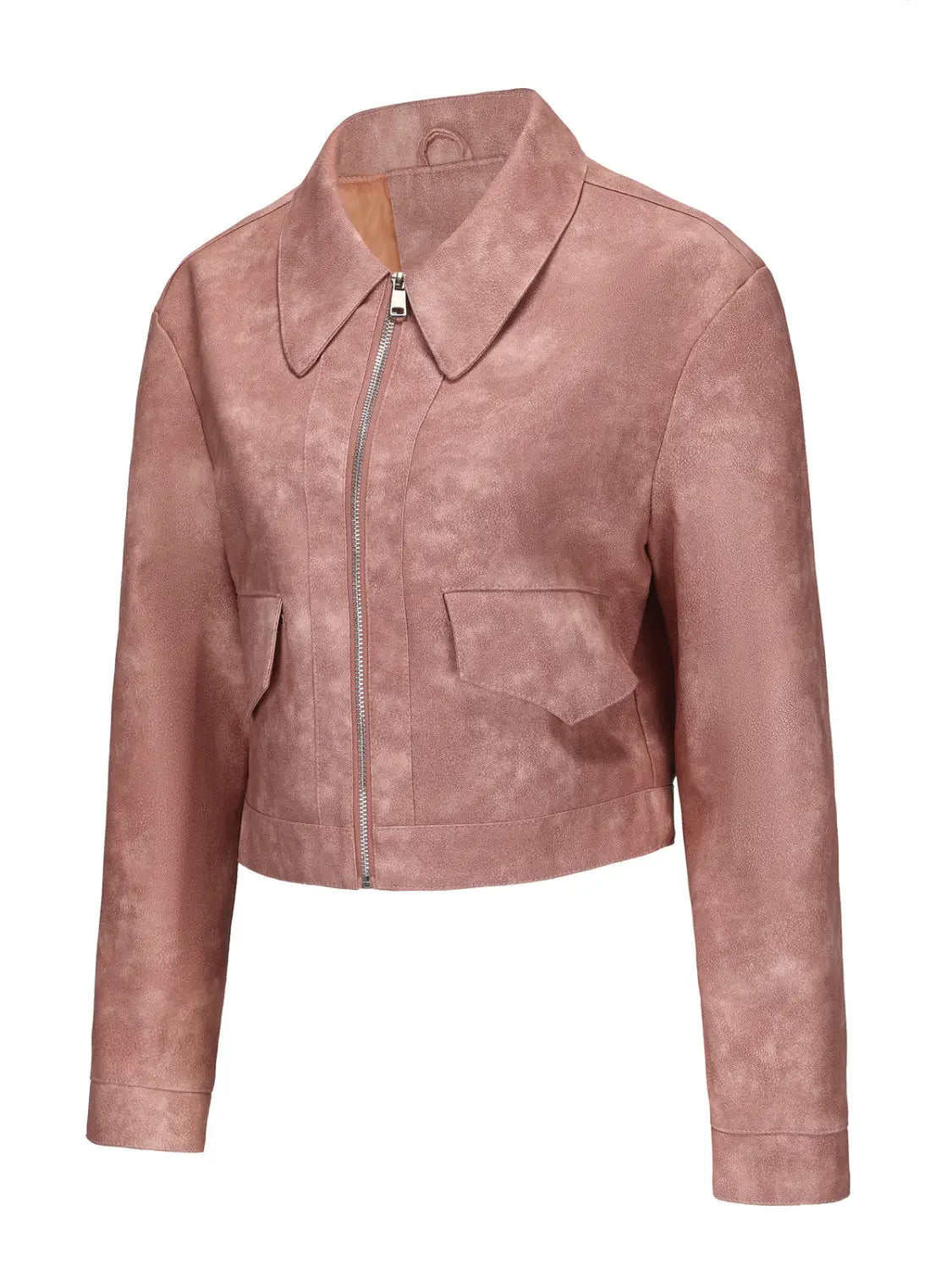 Women’s Long-sleeved Fashionable Faux Leather Jacket