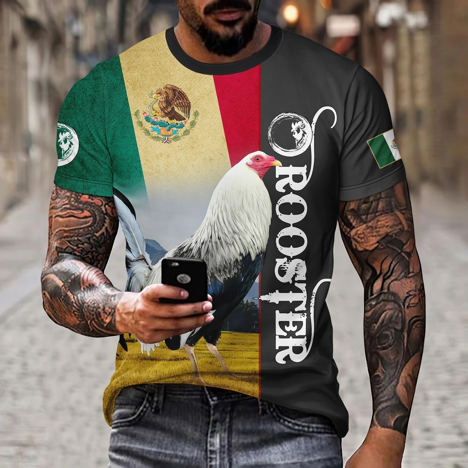 Eagle And Snake T-shirt Loose Round Neck Men’s Short Sleeve T-shirt - AT2024AB834 / S