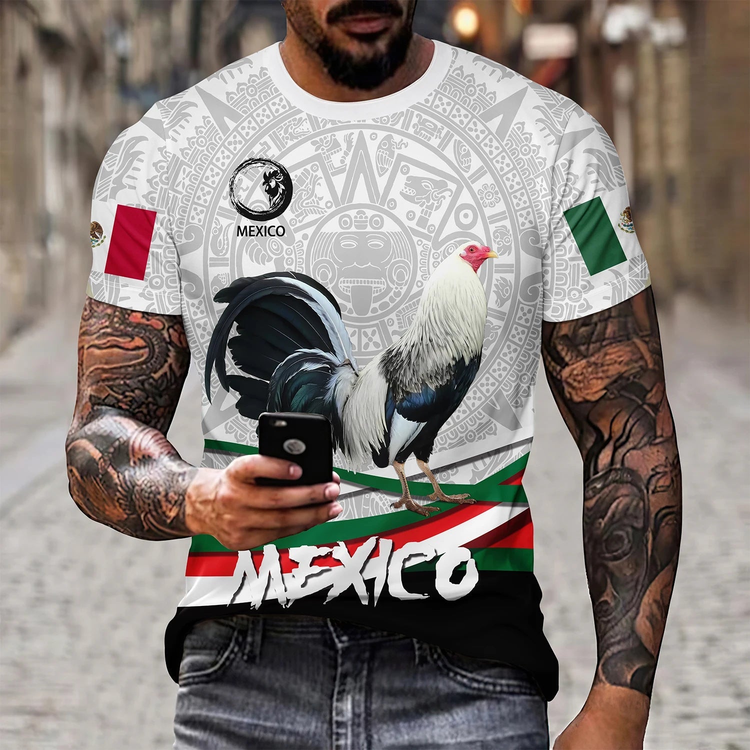 Eagle And Snake T-shirt Loose Round Neck Men’s Short Sleeve T-shirt - AT2024AB838 / S