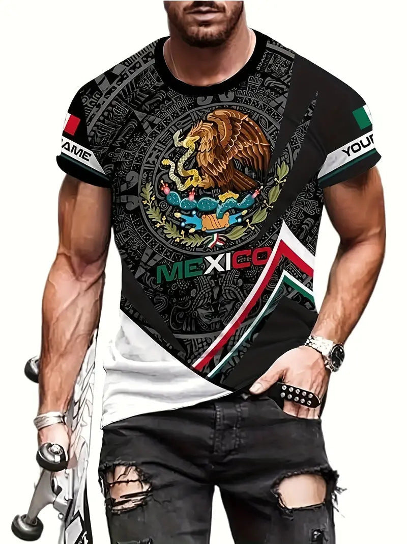 Eagle And Snake T-shirt Loose Round Neck Men’s Short Sleeve T-shirt - AT2024AB822 / S