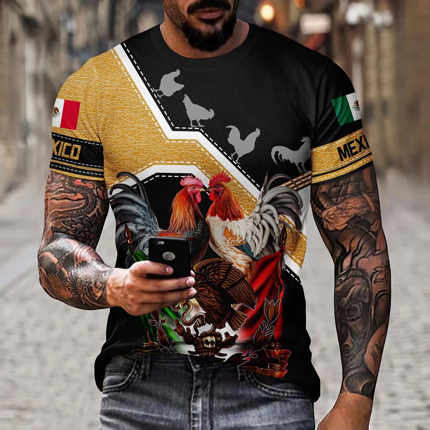Eagle And Snake T-shirt Loose Round Neck Men’s Short Sleeve T-shirt - AT2024AB833 / S