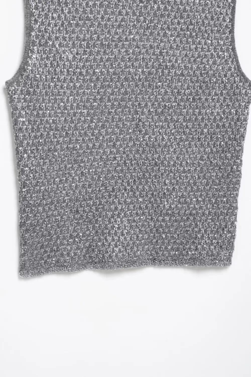 European And American Women’s Beads Decoration Metallic Yarn Knitted Top