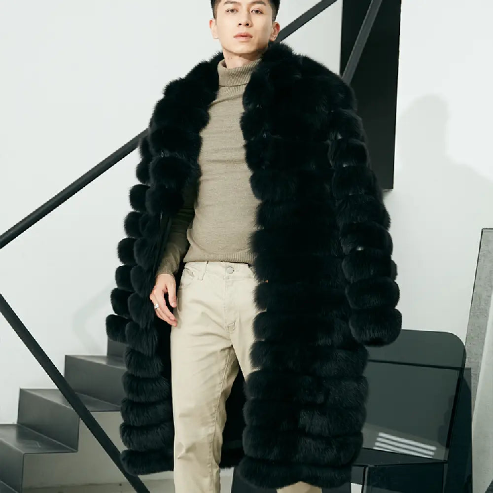 Men’s Real Fur Long Fur Coat Winter
