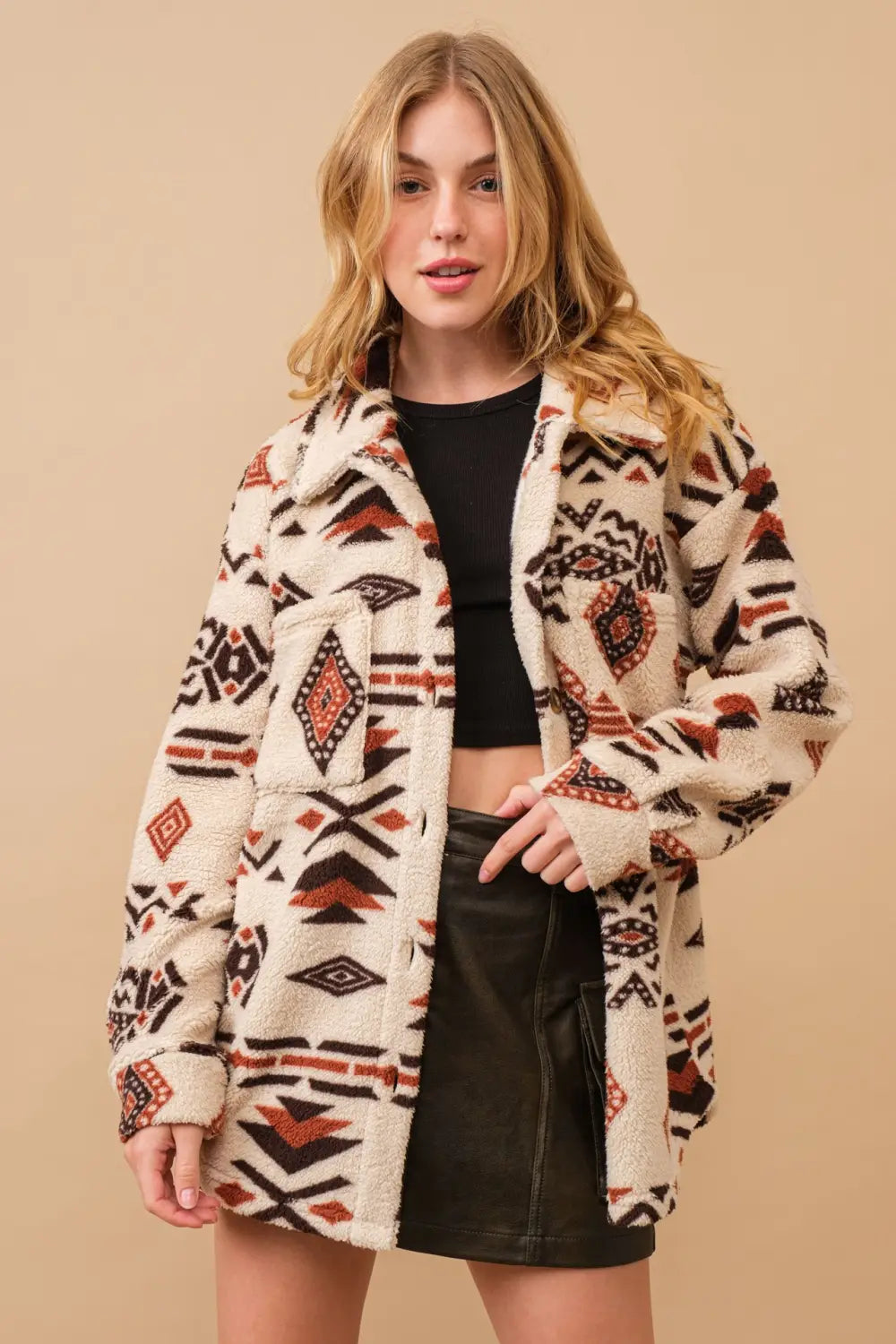 Women’s Retro Plush Lapel Long-sleeved Jacket