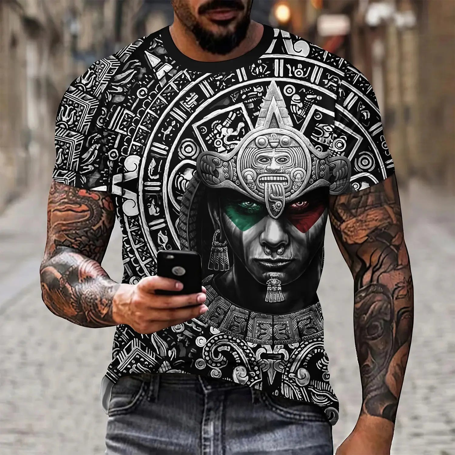 Eagle And Snake T-shirt Loose Round Neck Men’s Short Sleeve T-shirt