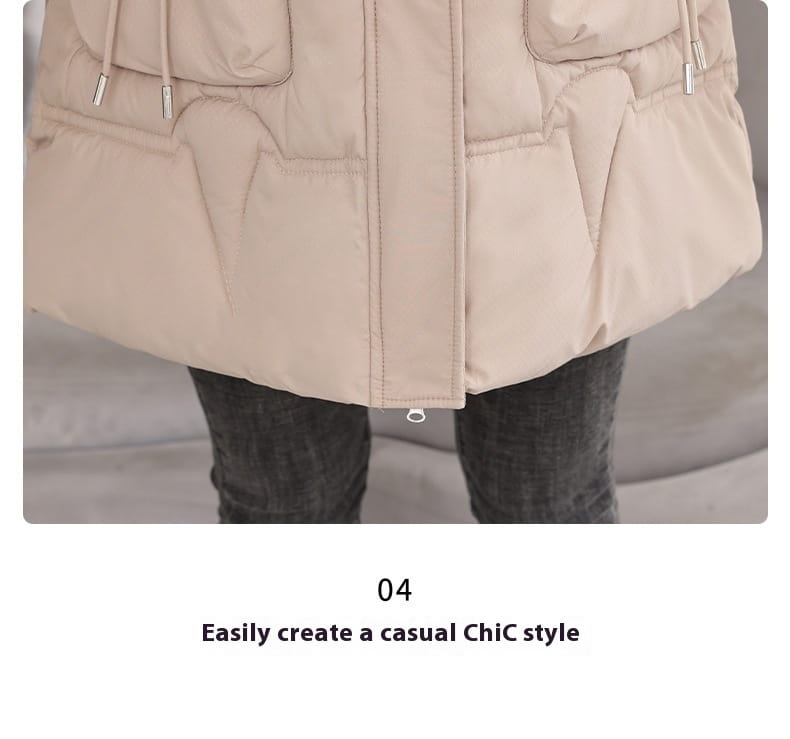 Hooded Down Coat Mid-length Thickened