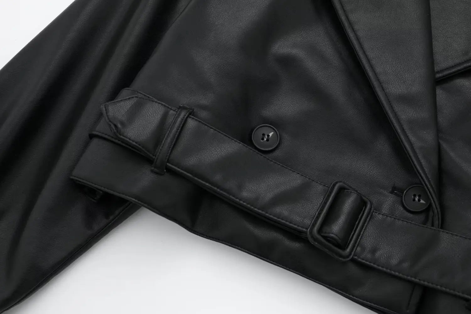 Autumn New European And American Leisure Imitation Leather Loose Short Trench Coat