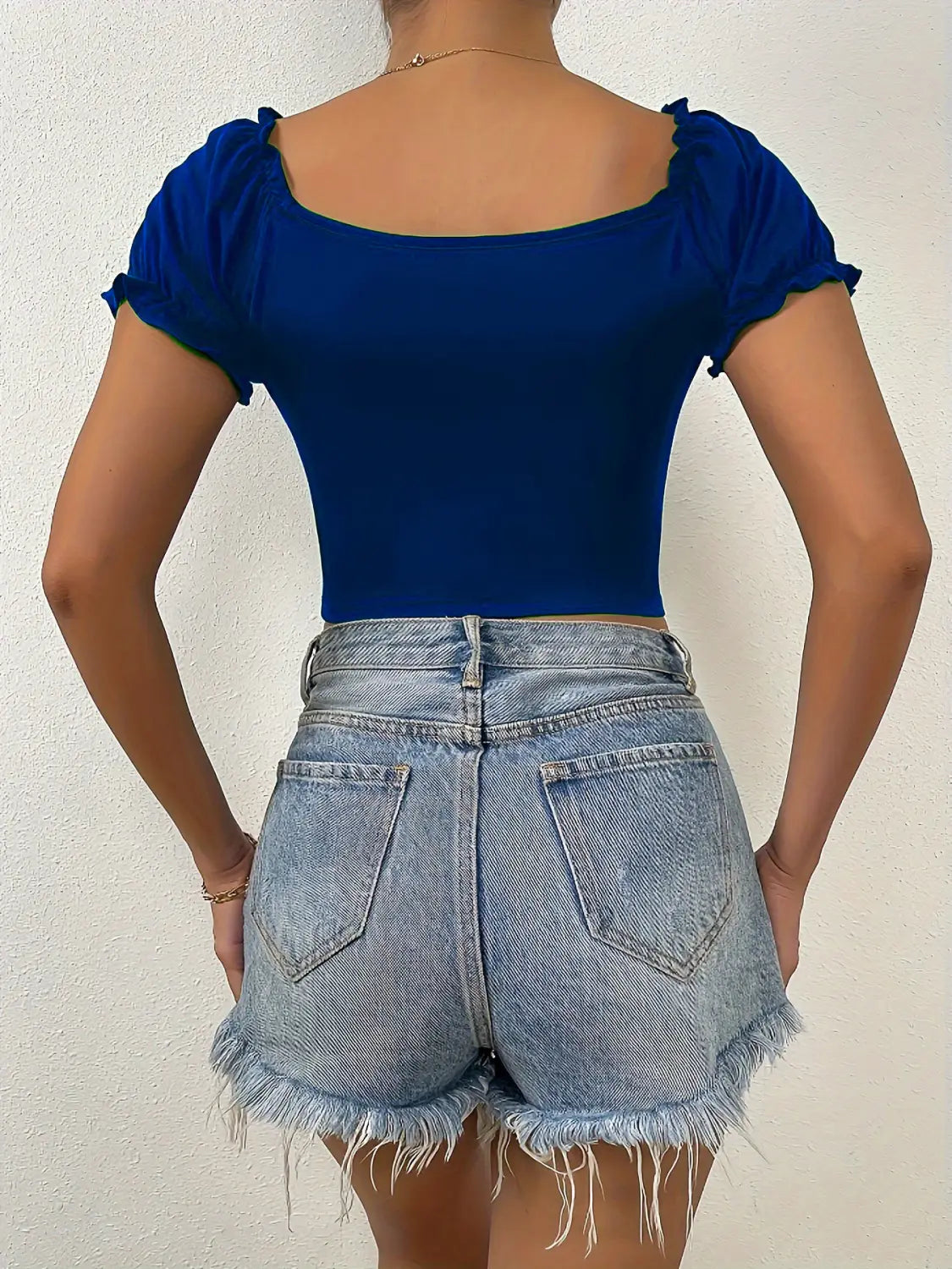 European And American Women’s SpringSummer New V-neck Short Sleeve Loose Top