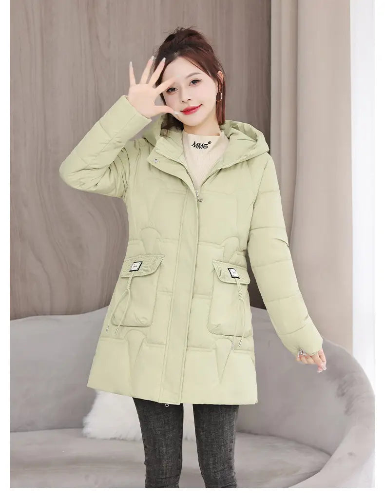 Hooded Down Coat Mid-length Thickened