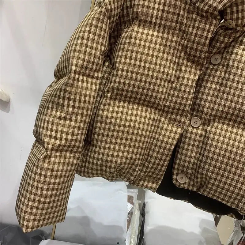 Thickened Puffer Jacket High Waist Cropped Cotton Jacket