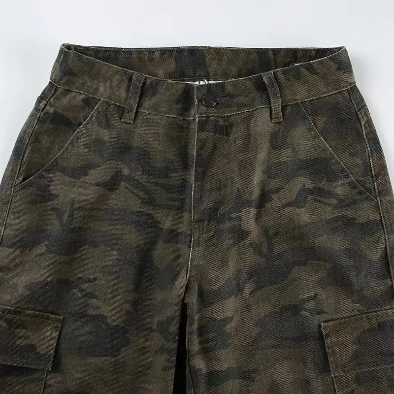 Loose Camouflage Workwear With Pocket Jeans