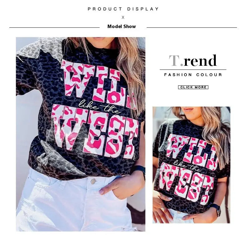 Women’s Round Neck Leopard Print Pullover Simple Style