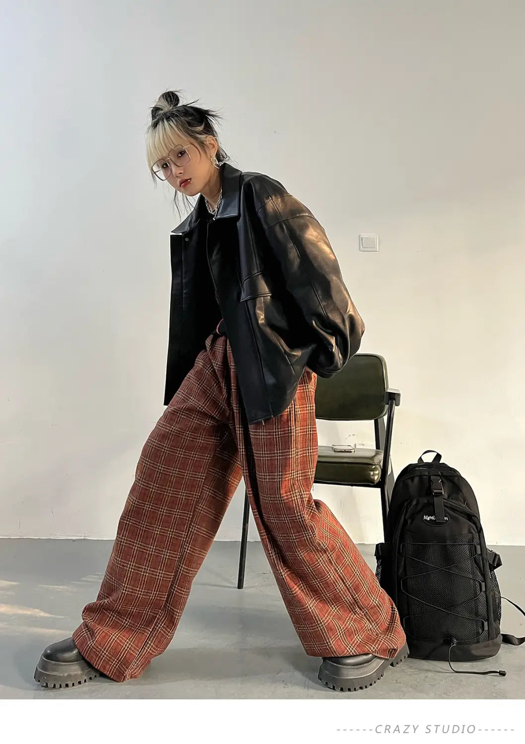 Women’s Loose Pu Leather Short Retro Coat