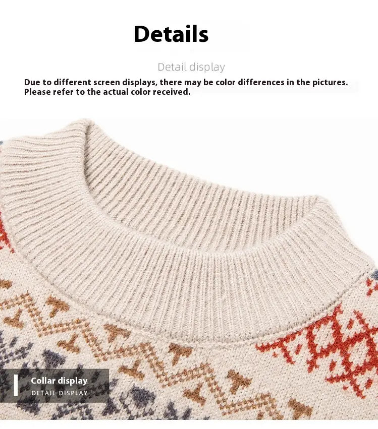 Men’s Pullover Thickened Striped Sweaters Bottoming Shirt
