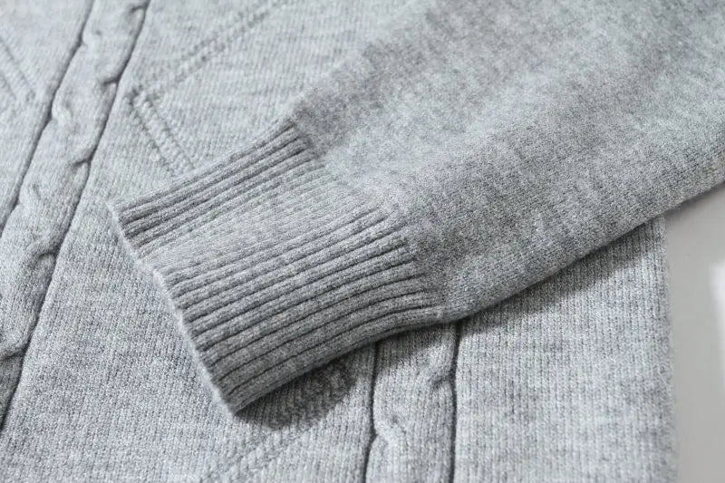 Fashion Rhombus Sweater Men’s Casual Stand Collar Long Sleeve Half Zipper Sweater
