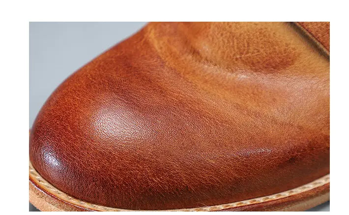 Women’s Top Layer Cowhide Leather Sole Heightened Casual Large Scalp Shoes