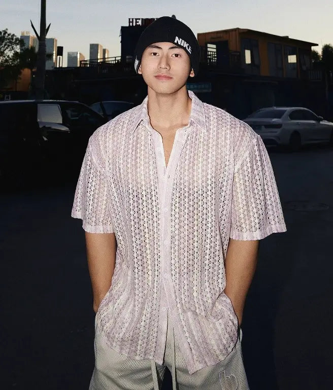 French Retro Hollow Short Sleeve Shirt
