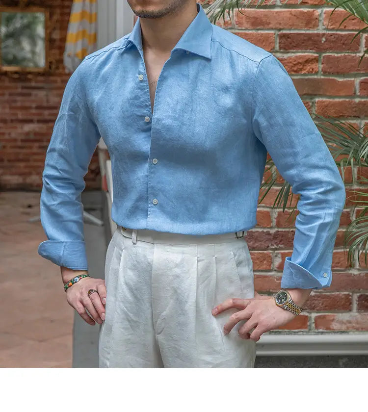 Retro Casual Long Linen Sleeves Shirt