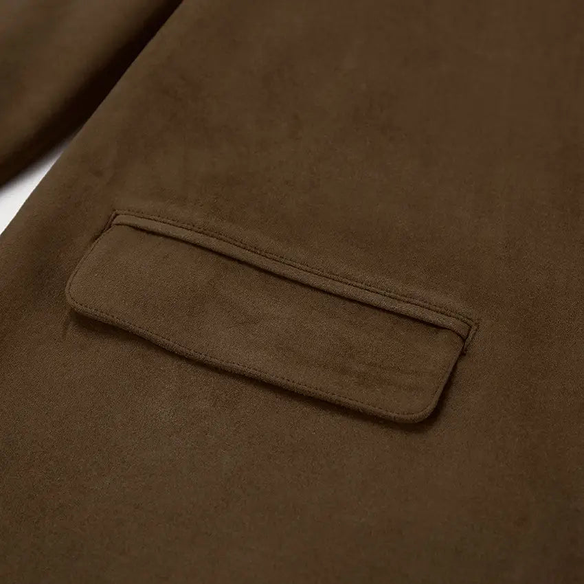 Brushed Velvet Retro Lapels Loose Suede Jacket