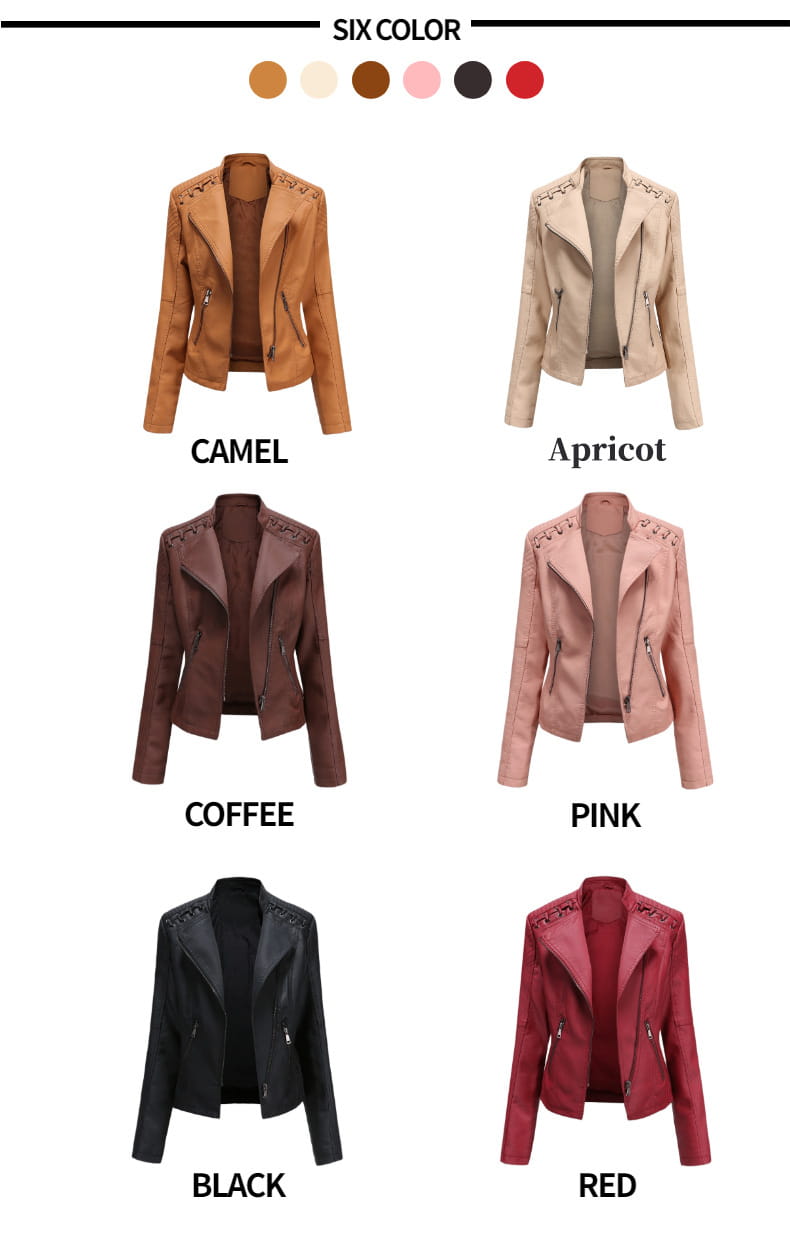 Slim Fit Thin Leather Coat Women’s Motorcycle Clothing