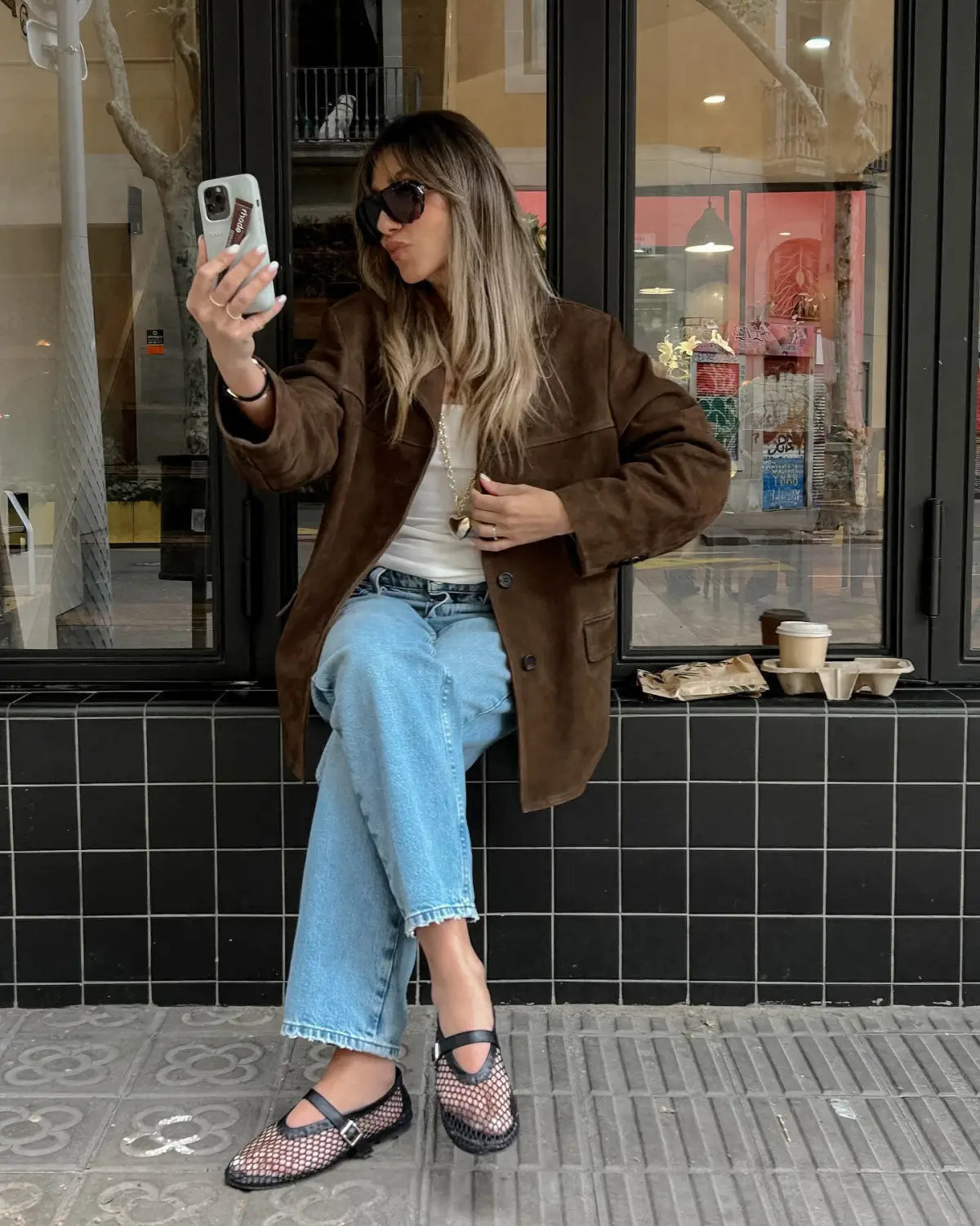 Brushed Velvet Retro Lapels Loose Suede Jacket