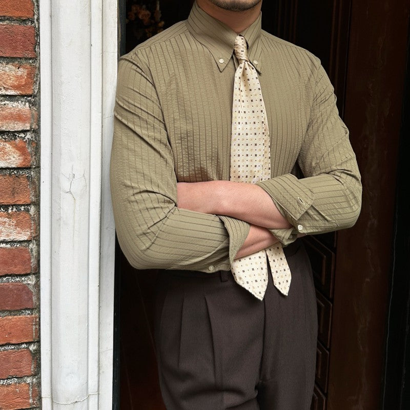 Men’s Breathable Casual Seersucker Long-sleeved Shirt