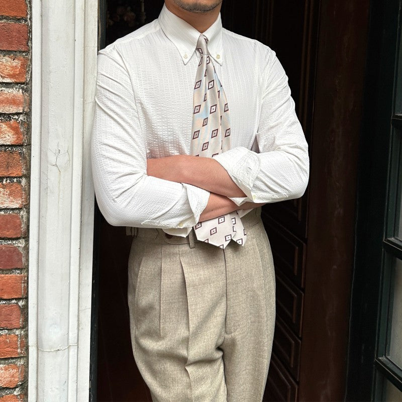 Men’s Breathable Casual Seersucker Long-sleeved Shirt