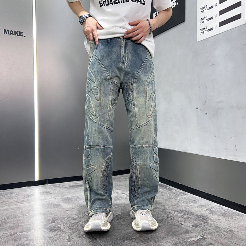 Three-dimensional Steel Seal Anti-collision Structure Jeans - Blue / S