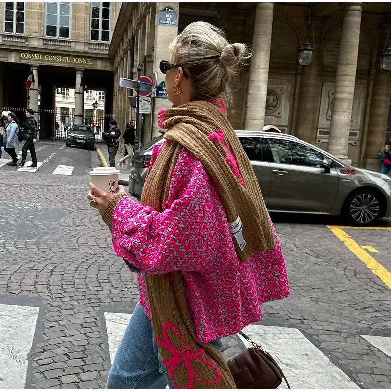 Lapel Color Contrast Short Coat