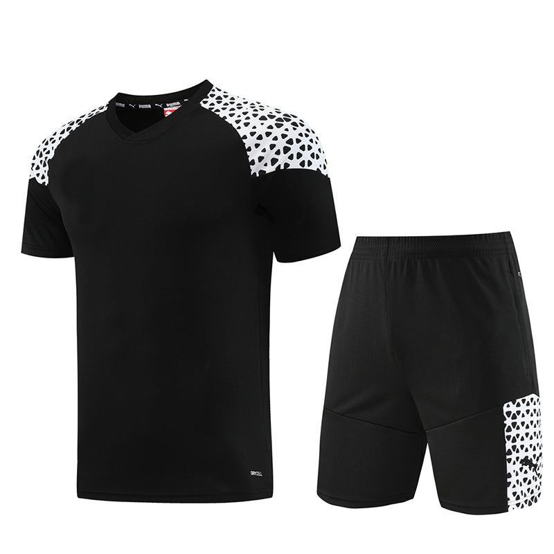 Football Sportswear Suit Football Racing Suit Quick-drying Outfit - PD02 Black Shorts Suit / S