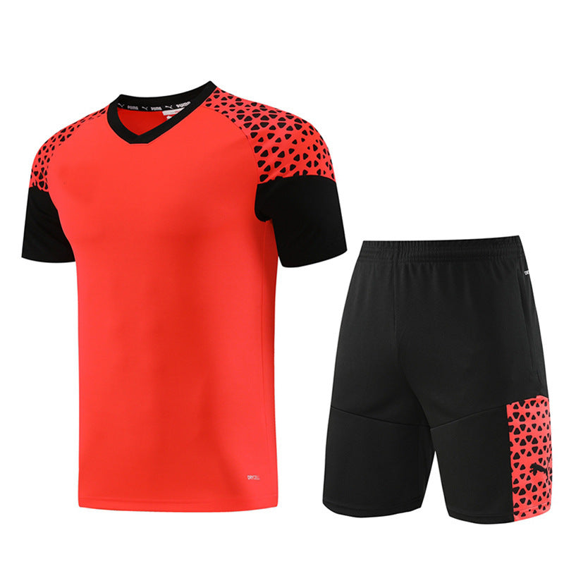 Football Sportswear Suit Football Racing Suit Quick-drying Outfit - PD02 Orange Shorts Suit / S
