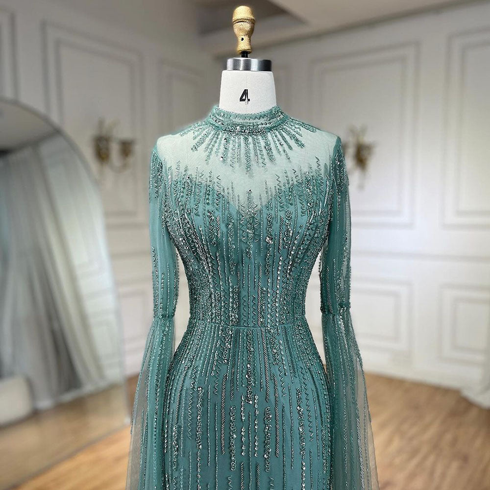 Elegant Flounced Sleeve Split Fishtail Dress