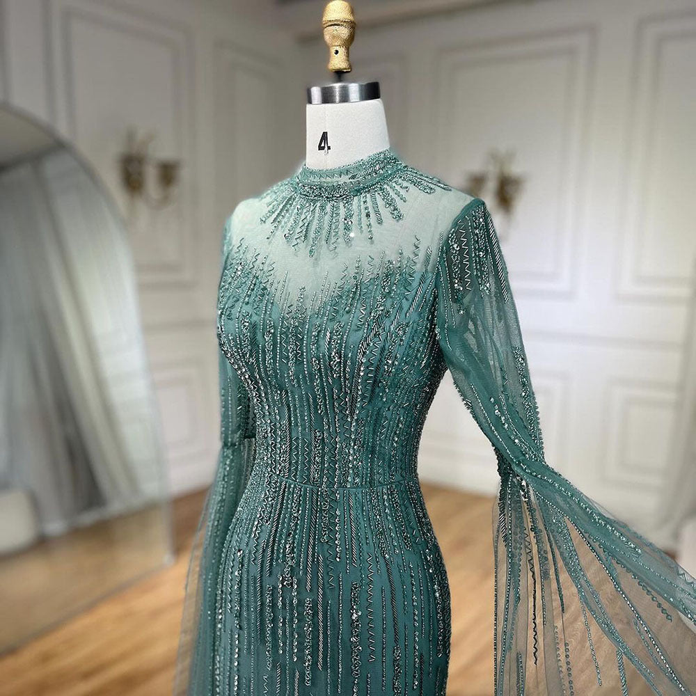 Elegant Flounced Sleeve Split Fishtail Dress