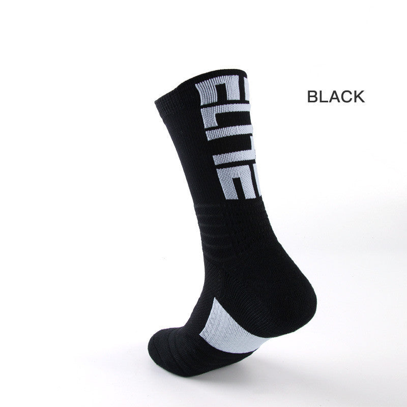 Men’s Basketball Socks Letter High-top Thickening Moisture-absorbing Sports Tide Socks - Black / One size