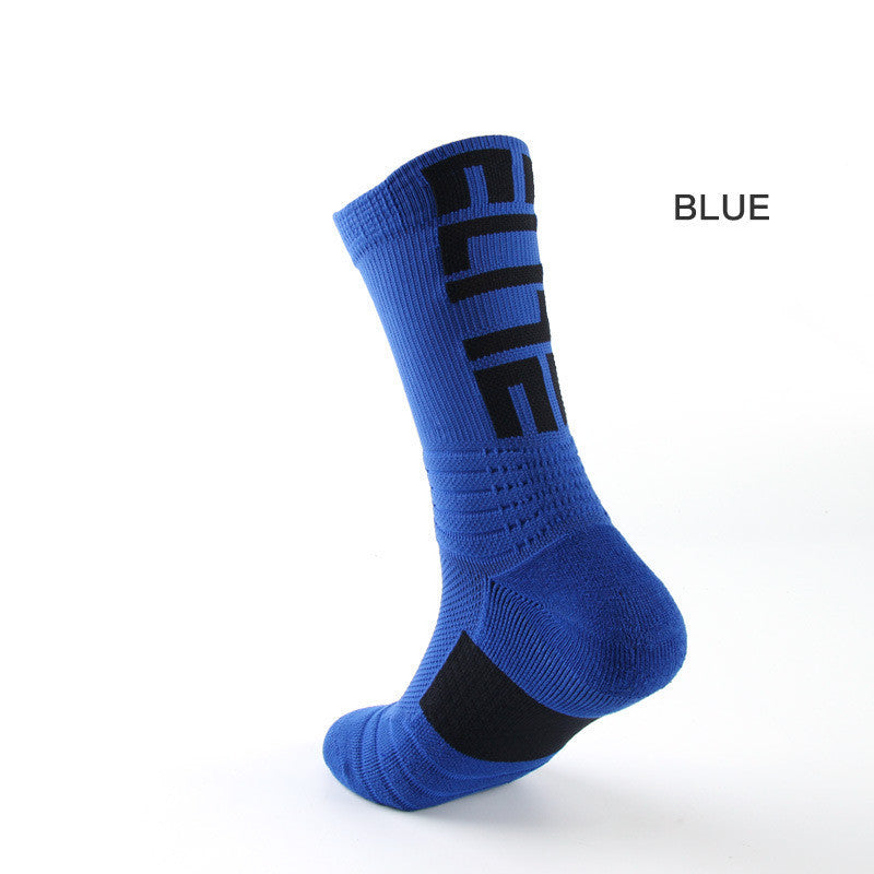 Men’s Basketball Socks Letter High-top Thickening Moisture-absorbing Sports Tide Socks - Blue / One size
