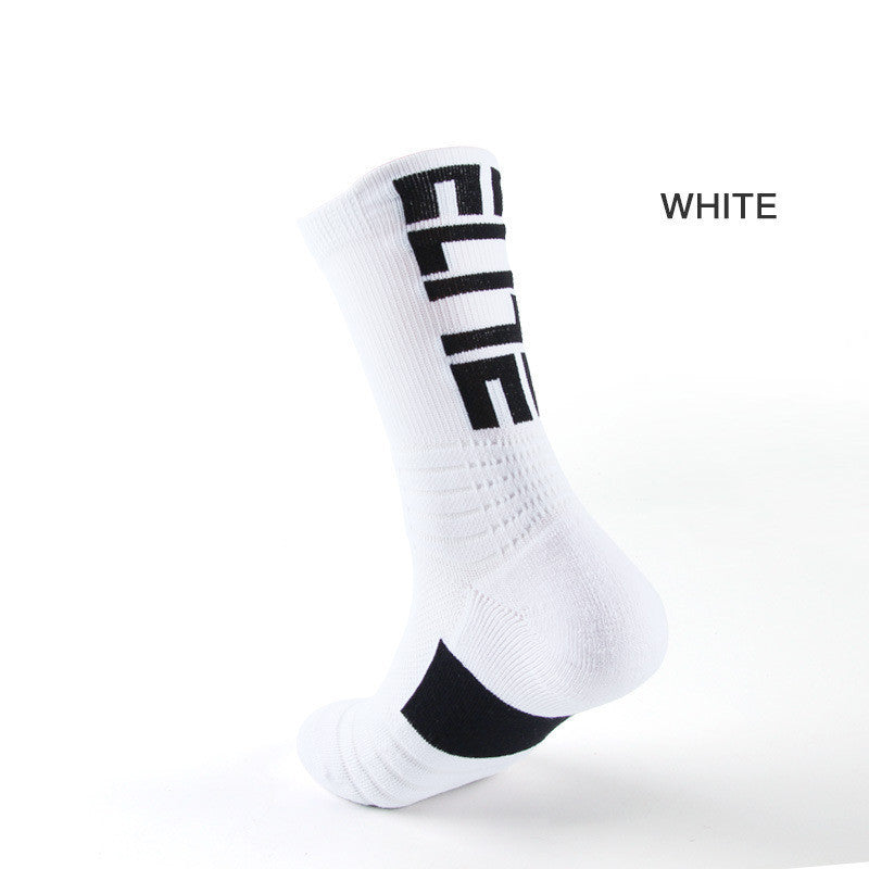 Men’s Basketball Socks Letter High-top Thickening Moisture-absorbing Sports Tide Socks - White / One size