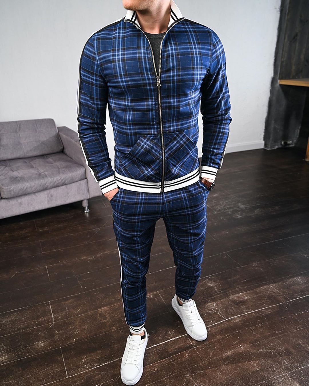 New European And American Fashion Casual Suit Men - Blue / M