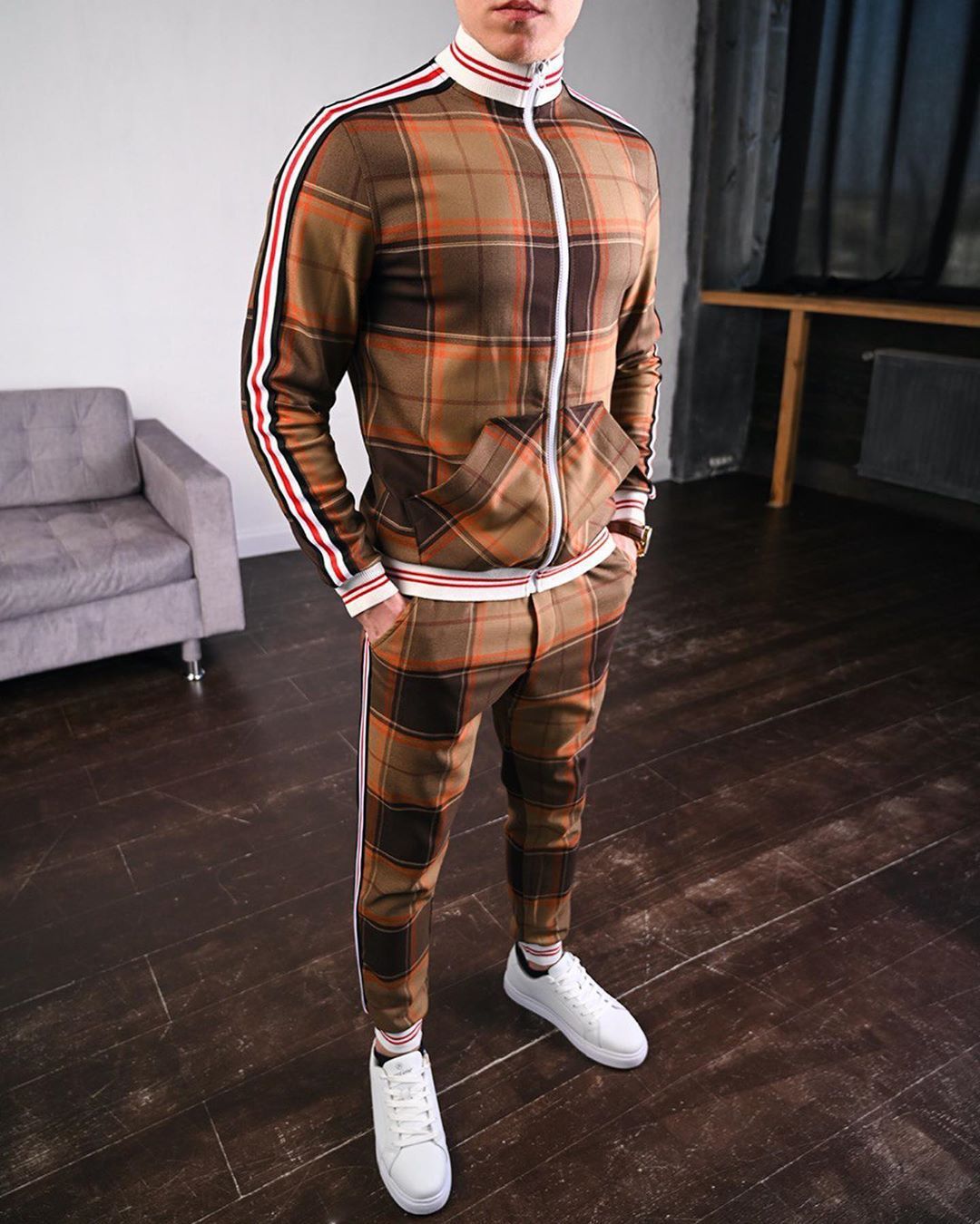 New European And American Fashion Casual Suit Men - Brown / M