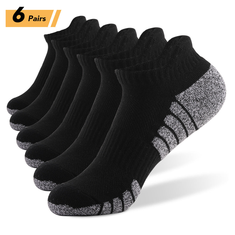 New Thick Towel Bottom Running Non-slip Cotton Socks - Black / 6pairs